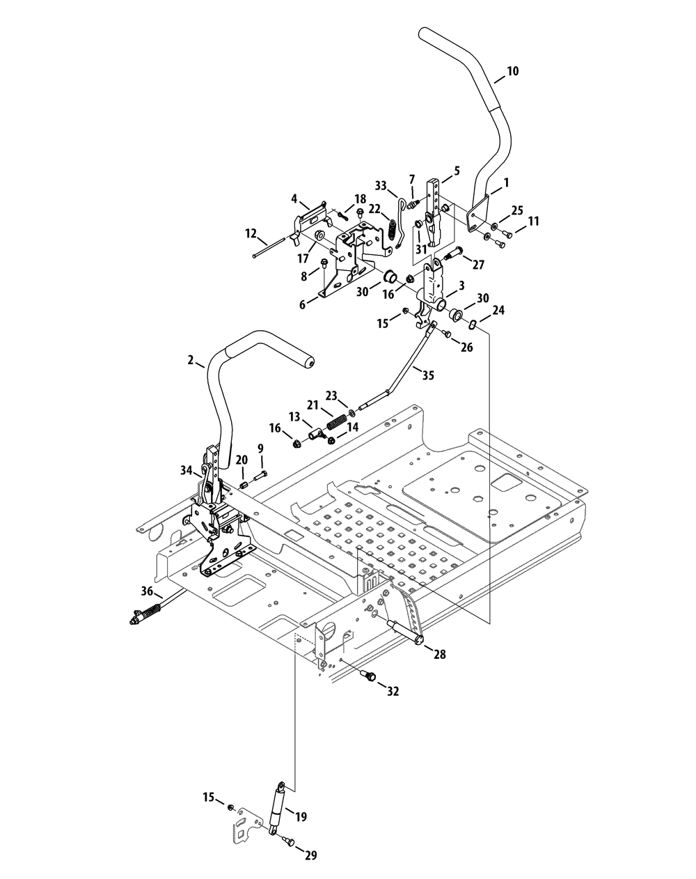 Controls Diagram and Parts List for Z-FORCEL60 (17ASDALD010)(2014) Cub Cadet Lawn Tractor